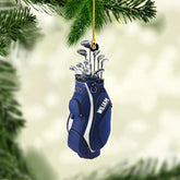 AOVL Personalized Golf Bag Christmas Ornaments Gift for Golf Lover Custom Golf Bag Ornament Ornament for Christmas Tree Hanging Gifts Golf Gifts for Men Dad Golf Cart Ornament (GCO14)